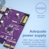H!Fiber 4 Port USB 3.0 PCIe Card with 15-pin SATA Power Connector, PCIe to (4) USB 3.0 Expansion Card, Internal USB3.0 Hub Converter for Desktop PC Host Card, Support Windows 10/8/7/XP, Linux