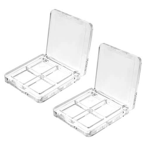 Beaupretty 2PCS Empty Makeup 4 Grids DIY Blush Lipstick Eyeshadow Powder Dishes Boxes Tray Holder for Women Girls Makeup Mixing Tray Magnetic Travel Containers