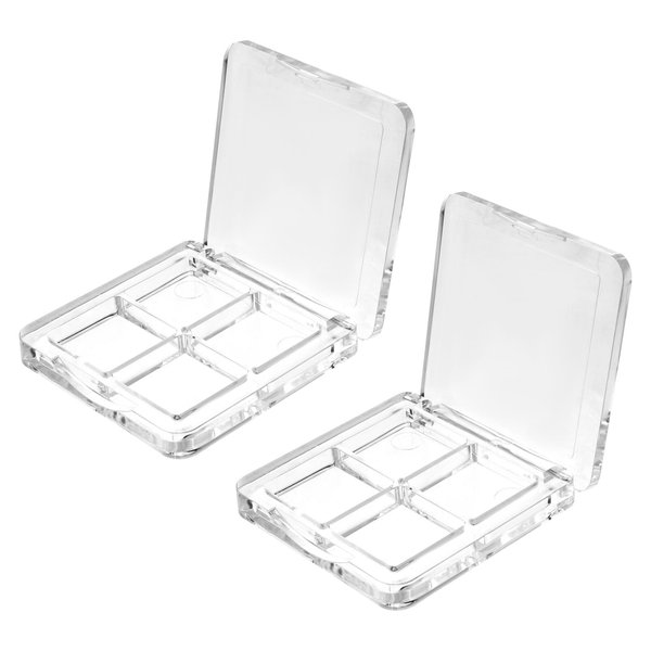 Beaupretty 2PCS Empty Makeup 4 Grids DIY Blush Lipstick Eyeshadow Powder Dishes Boxes Tray Holder for Women Girls Makeup Mixing Tray Magnetic Travel Containers
