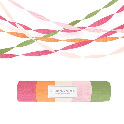 NICROLANDEE 5 Rolls Pastel Crepe Paper Streamers Backdrop Decorations for Easter Decorations, Birthday, Wedding, Garden Party, Bridal Shower, Baby Shower, Spring Home Decor