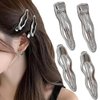 Silver Metal Wave Hair Clips Hair Barrettes for Women Alligator Hair Clips for Girls Hairclips Small Hair Clip Bangs Hairclip Duck Bill Clips for Hair Silver Hair Pins Hair Accessories Headdress, 4pcs