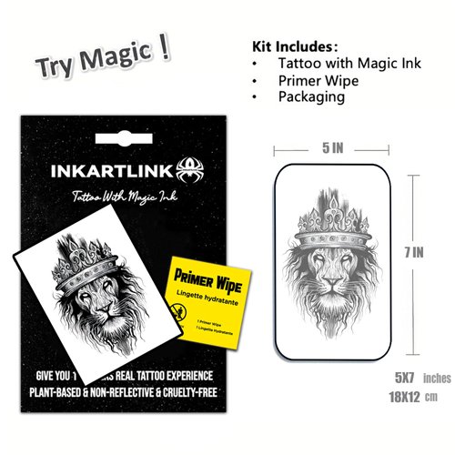 INKARTLINK Temporary Tattoos, Semi Permanent Tattoos, Adult Art Designs, Waterproof Temporary Tattoos, Party Favors, Tattoo Stickers Realistic, No Adhesive, Lasts 1-2 Weeks (The Lion King)
