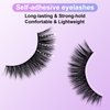 10 Pcs Self Adhesive Eyelashes, Reusable Self Adhesive False Eyelashes, Waterproof Natural Look, No Glue Wispy Eyelashes with Tweezers, Press On Eyelashes Adhesive Lashes for Beginners #01
