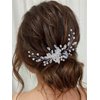 Yean Pearl Bride Wedding Hair Comb Sliver Crystal Bridal Hair Piece Leaf Hair Accessories for Women and Girls