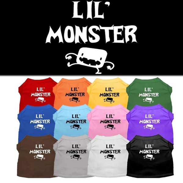 Halloween Pet Dog & Cat Shirt Screen Printed, Lil Monster Black 3XL (25-35 lbs.)