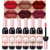evpct 6Pcs Wine Bottle Lip Tint Stain Set Long Lasting Lipstick 24 hour Waterproof for Women, Ruby Dark Deep Rose Red Plum Purple Brown Matte Magic Lipstick 24 Hours Lipstick Lip Liner Stain Peel off