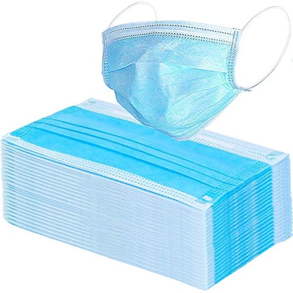 Wecolor 100 Pcs Disposable 3 Ply Earloop Face Masks, Suitable for Home, School, Office and Outdoors (Blue)