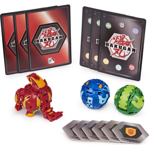 Bakugan Starter Pack 3-Pack, Pyrus Trunkaious, Collectible Action Figures, for Ages 6 and up