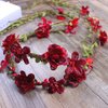 Floral Fall Adjustable Bridal Flower Garland Headband Flower Crown Hair Wreath Halo F-83 (Style 2 Red)