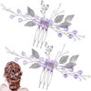 PAGOW 2PCS Leaf Hair Combs, Purple Rhinestone Hair Comb Clips, Hair Side Comb Clips, Crystal Wedding Headpiece Hair Accessories For Women, Girls, Bride, Bridesmaid (4.73 x 2.76 inch)