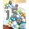 Checkered Number 4 Balloons 40 Inch Giant Race Car Checkered 4 Balloons for Racing Car Checkered 4th Birthday Party Supplies