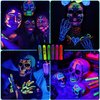 Glow In The Dark Body Paint, 6 PCS Glow In The Dark Under Uv Black Light Sticks Makeup Neon Face Painting Kits For Adult Halloween Festival Accessory Glow Party Supplies