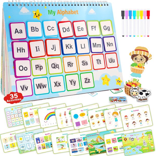 Shining Energy Busy Book Learning Toys for 3 4 5 Year Old Toddler - Kids Preschool Learning Activities 35Themes Activity Binder Early Educational Autism Sensory Travel Toys Gifts for Boys Girls