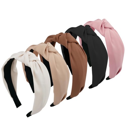 Women's Knotted Fashion Headbands - Wide Fabric Head Bands with Neutral Colors for Thick and Thin Hair Accessories