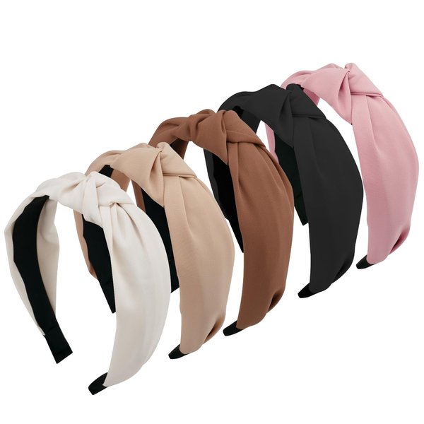 Women's Knotted Fashion Headbands - Wide Fabric Head Bands with Neutral Colors for Thick and Thin Hair Accessories