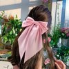 Atoden Pink Hair Bows 4Pcs Silky Satin Hair Ribbons Cute Coquette Bows Oversized Long Tail Bow Hair Barrettes Metal Clips Big Bowknot Hair Accessories for Women Teen Girl Gifts Trendy Stuff