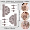 Brown Lace Tattoo Stickers Lotus Flower Lace Temporary Tattoo Stickers Sexy India Tribal Fake Tattoo Sticker Self-Adhesive Finger Arm Body Art Accessories for Girl Woman 6sheets