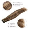 FUBILI Highlights Hair Extensions Real Human Hair Chocolate Brown To Caramel Blonde Remy Human Clip in Hair Extensions 5pcs 30g 22inch