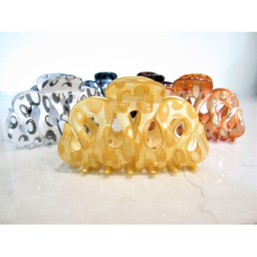 Painted curvy snake like acrylic hair claw clamp clips for thick hair (Primary color: Gray)