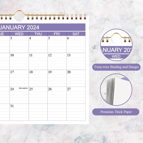 Calendar 2024-25 - Wall Calendar Runs from January 2024 - June 2025, 18 Months 2024-2025 Calendar with Thick Paper for Planning and Organizing for Home or Office, 8.5 x 11 Inches, Purple