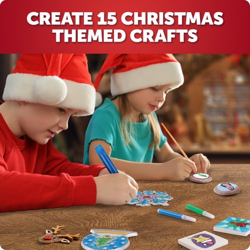 Santa's Christmas Craft Kit for Kids - 15 Magical Christmas Crafts for Kids, Make Suncatchers, Paint Holiday Rocks, Make Magnets & More for Christmas Gifts, Craft Kits for Ages 5 6 7 8 9 10 11 & 12