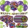 Teenage Mutant Ninja Turtle Birthday Party Supplies | Serves 16 Guests | Officially Licensed | TMNT Mutant Mayhem Movie | Balloon Decorations, Plates, Napkins, Tablecloth, Forks, Button