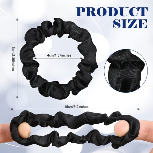 30 Pieces Silk Hair Scrunchies Satin Elastic Hair Bands Skinny Hair Scrunchies Hair Ties Ropes Ponytail Holder for Women Girls Decorations (Black)