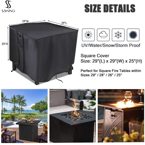 Saking Fire Pit Cover,28 inch Firepit Covers Square Gas Fireplace Fire Pit Table Cover for Propane Fire Pit- 28 X 28 inch