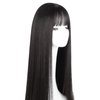 GEERYZHE Long Straight Black Wigs, 28.3 Inch Long Black Straight Wig with Bangs Women Heat Resistant Fashionable Elegant Synthetic Wig Long Straight Black Wigs for Women