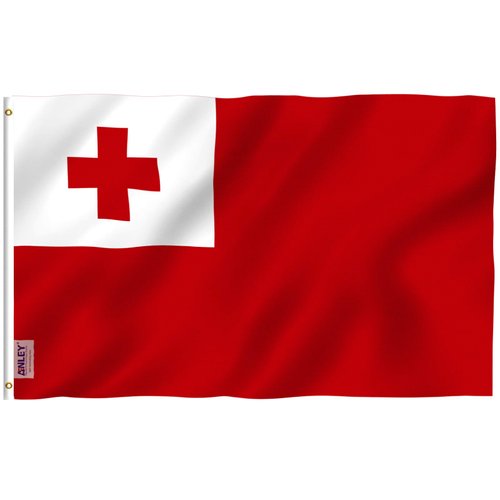 ANLEY Fly Breeze 3x5 Feet Tonga Flag - Vivid Color and Fade proof - Canvas Header and Double Stitched - Tongan Flags Polyester with Brass Grommets 3 X 5 Ft