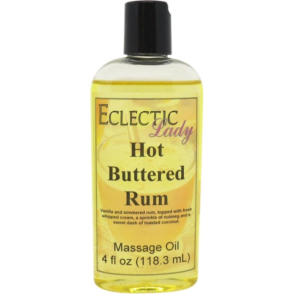 Hot Buttered Rum Massage Oil, 4 oz, With Sweet Almond Oil and Jojoba Oil, Preservative Free, Perfect for Aromatherapy and Relaxation