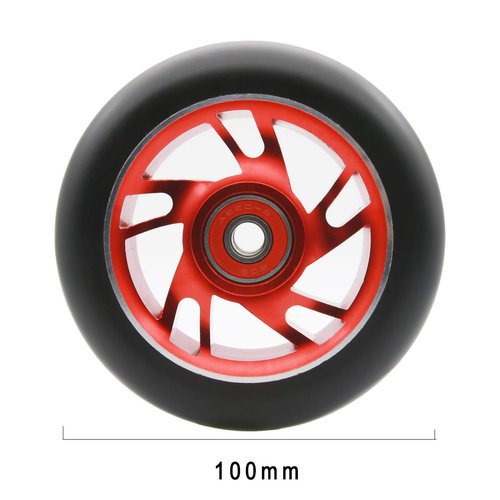 Z-FIRST 2Pcs 100 mm Pro Stunt Scooter Wheels with ABEC 9 Bearings for MGP/Razor/Lucky/Envy/Vokul Pro Scooters Replacement Wheels (Red)