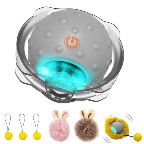 AUKL Interactive Cat Toys Ball with Super Driver, Motion Activate Electric Cat Toy Recommend on Wool Carpet (Robot), Grey, (LP16)