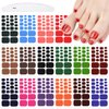 JERCLITY 352 Pieces 16 Sheets Bright Solid Color Toe Nail Polish Strips Toenail Wraps Self-Adhesive Full Nail Stickers Colorful Nail Art Decals Strips with Nail File for Women Girls Nail Art