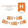 Eaezerav Orange Happy Birthday Banner Bunting Banner Sign, Birthday Garland Tea Party Decorations, Fall Halloween Thanksgiving Birthday Party Supplies for Kids and Adults