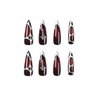 MISUD Press on Nails Long Stiletto Fake Nails Glossy Glue on Nails Goth Red Black Ombre Acrylic Nails Chrome Swirl Almond Artificial Nails Gothic Cross Stick on False Nails with Design 24 pcs