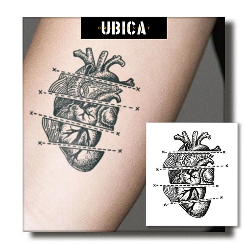 UBICA Temporary Tattoos Adult, 2 Sheets Fake Tattoos, Realistic And Long-Lasting Non-Reflective, Waterproof For 1-2 Weeks, Hearts Tattoo 3.3x3.7in