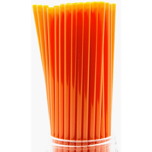 Made in USA Pack of 250 Unwrapped BPA-Free Plastic Slim Drinking Straws (Orange - 10" X 0.21")