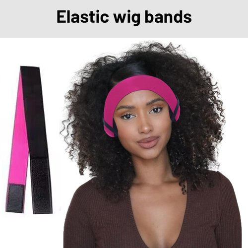 Tailsmart 4 Pcs Elastic Bands for Wig (Rose Red),Lace Melting Band with Ear Covers, Wig Bands for Keeping Wigs in Place.