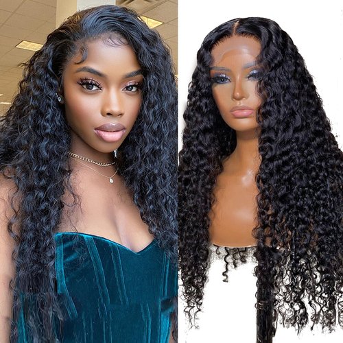 Deep Wave Lace Front Wigs Human Hair 13x4 HD Lace Frontal Wigs Human Hair Glueless Pre Plucked wi...