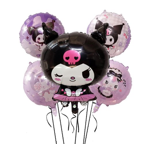 5PCS Cute Anime Birthday Decorations, Anime Themed Party Supplies Including Aluminum Film Balloons, Perfect for Birthday Parties