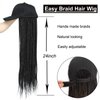Yunkang Braided Baseball Cap Wig Box Braid Hair Extensions with Hat Ombre Color Synthetic Hair Cap Wig with 24inch Long Braiding Hair for Women (B-Black)