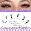 Lash Extension Kit Wispy Lash Clusters Kit 40D+50D+60D Fluffy Lash Clusters Kit 14-24mm Eyelash Extension Kit 3 Styles Eyelash Clusters with Bond and Seal Lash Glue and Tweezers by FOINEMYED