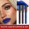 WYBLZPXZ 3Pcs Dark Red Black Purple Blue Matte Liquid Lipstick Sets,Matte Lipstick Lip Stain Long Lasting Waterproof Non-stick Cup Smudge Proof DNM Matte Lip Stick GLoss Makeup Set for Women（G
