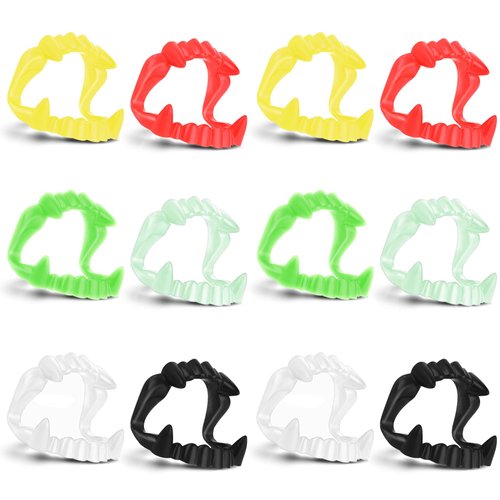 Ouligay 12pcs Halloween Teeth Halloween Plastic Vampire Teeth Glow in The Dark Fangs Teeth Werewolf Teeth Vampire Fangs Fake for Masquerade Parties Costume Accessory
