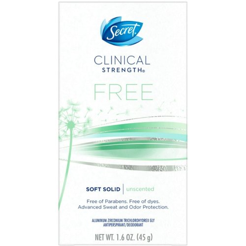 Secret Clinical Strength Soft Solid Sensitive Unscented Deodorant, 1.6 oz (Pack of 3)