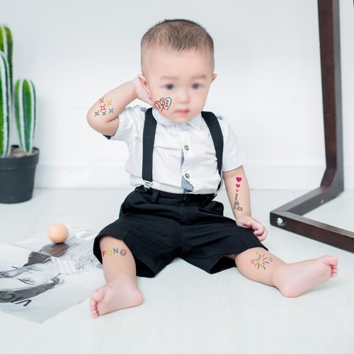 30 Sheets Kids Mini Temporary Tattoos Rainbow for Little Girls Boys Baby 3D Cute Heart Colorful Flower Waterproof Fake Tattoo Stickers for Face Body Arm Art