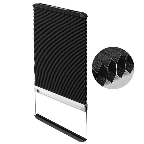 Dreyoo RV Window Shade Compatible with Lippert Prepped Entry Doors, 12'' x 21'' RV Door Window Blinds Shades Covers, Cellular Sun Shade Cover with Aluminum Rails for Camper Entry Door (Black)