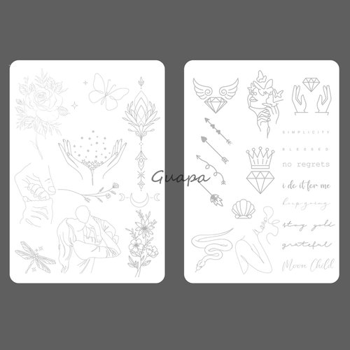 1pc Soft Silicone White Tiny Tattoo Practice Skin Pre-Printed Double Sides Designs Training Pads Tattoo Fake Skin Practice Skin for Tattooing (1pc)