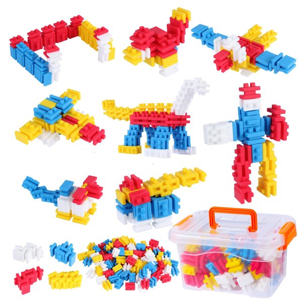 AGSDGAWD 100 Pcs Silicone Building Toys for Kids Aged 3+, Idea Guide, Building Blocks STEM Toys Safe Material Creativity Toys for Preschool Boys and Girls Improve Creativity, Hands-on Ability
